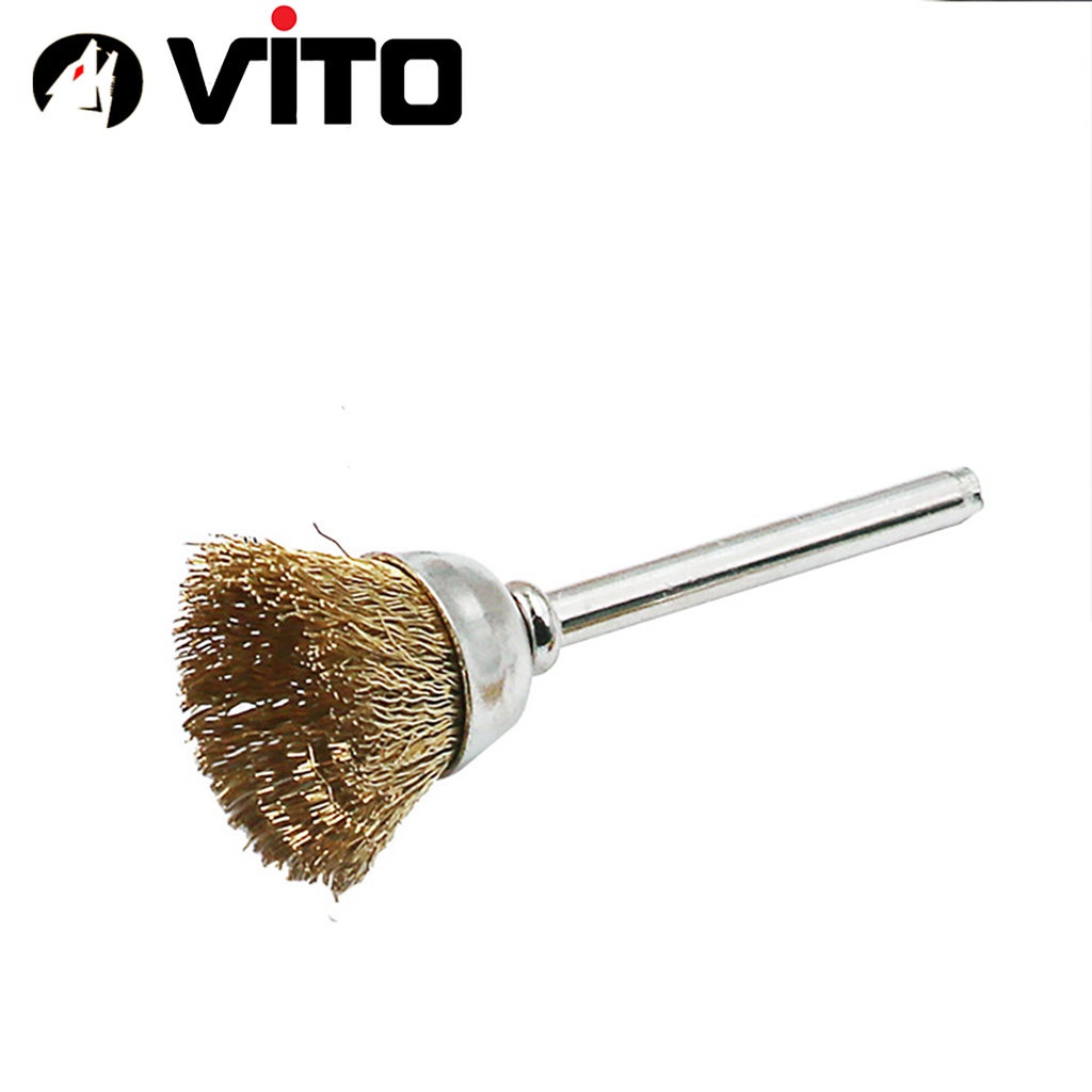 Chổi Đánh Gỉ Sét Mini Cán 3mm Sợi Đồng VITO Gắn Cho Máy Khoan, Máy Mài