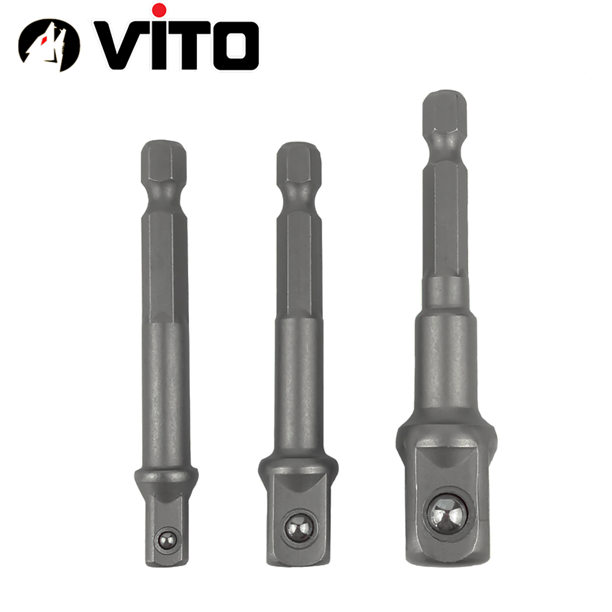 Bộ 3 Đầu Chuyển Sang Khẩu Bulong 1/4" 3/8" 1/2" VITO Gắn Cho Máy Khoan, Máy Bắn Vít