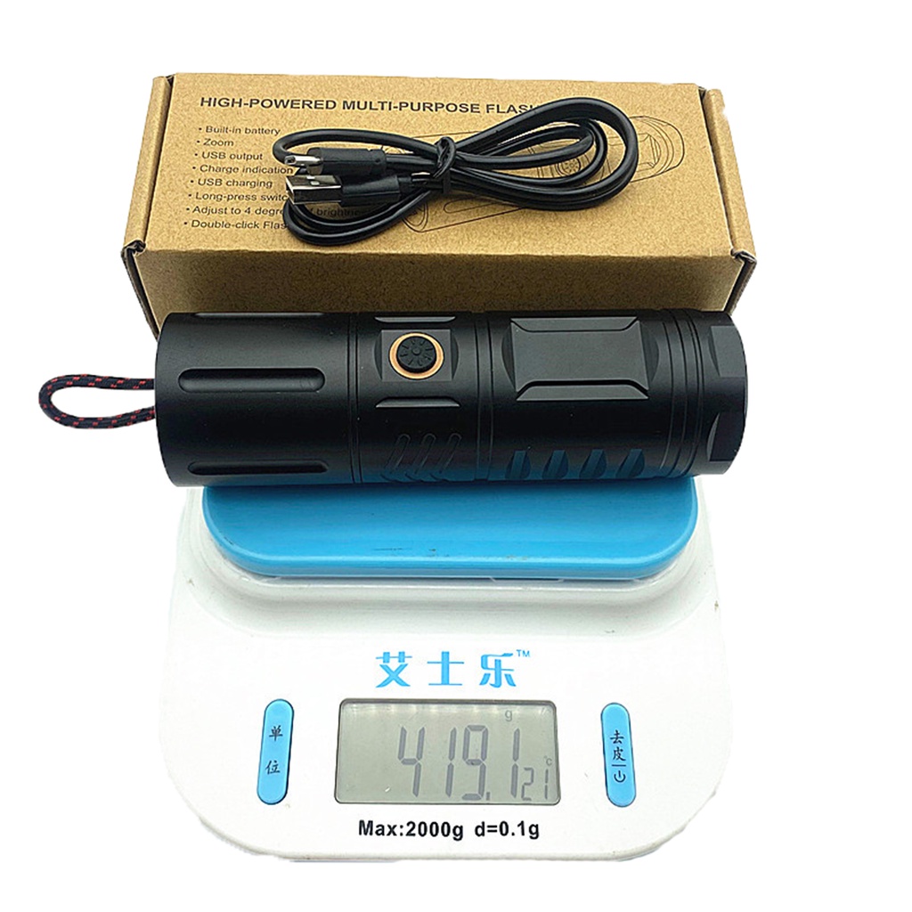 Đèn Pin Siêu Sáng LED T40 Tích Hợp 3 Pin 18650 4500mAh Có Cổng Sạc USB, Cổng Sạc Điện Thoại