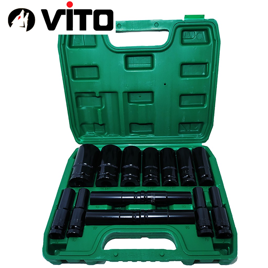 Hộp 15 Đầu Khẩu VITO 1/2 Dài 78mm Vặn Bulong , Đầu Bulong, Đầu Tiếp, Đầu Điếu Mạ Crôm