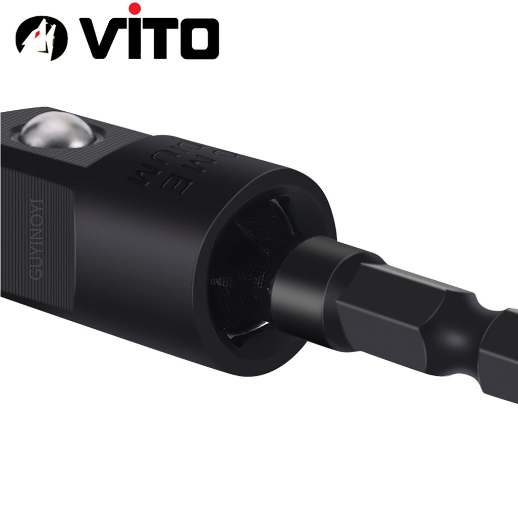 Combo 3 Đầu Chuyển Chân Lục Giác Bắn Vít Sang Khẩu Bulong Lắc Léo 1/4" 3/8" 1/2" VITO Gắn Cho Máy Khoan, Máy Bắn Vít