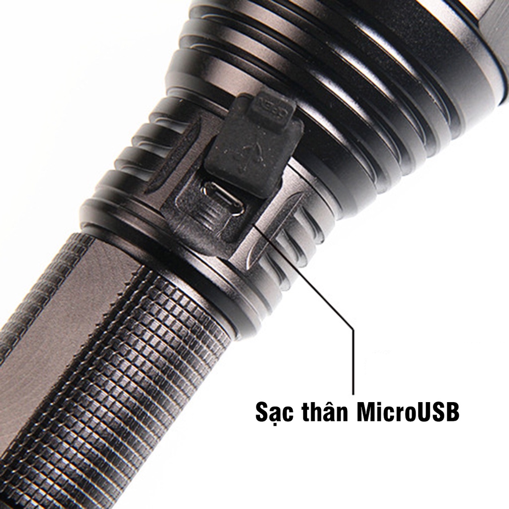 Đèn Pin Siêu Sáng LED T40 Dùng Pin 18650/26650 Có Cổng Sạc USB