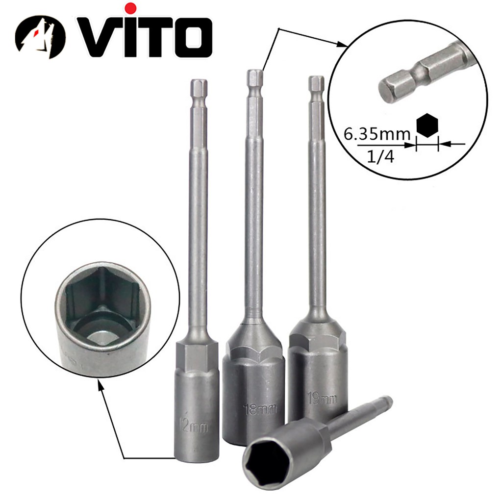 Khẩu Chụp Bulong Sâu Lòng Dài 150mm Bắn Vít VITO Chân Lục Giác Các Kích Cỡ