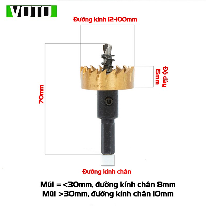 Mũi Khoan, Mũi Khoét Kim Loại Thép M35 Có Mũi Định Tâm