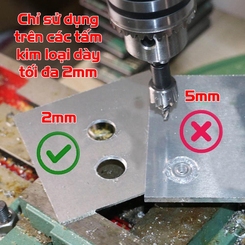 Bộ 5 Mũi Khoan, Mũi Khoét Kim Loại VITO Thép HSS 6542 Kích Thước 16-30mm Có Mũi Định Tâm