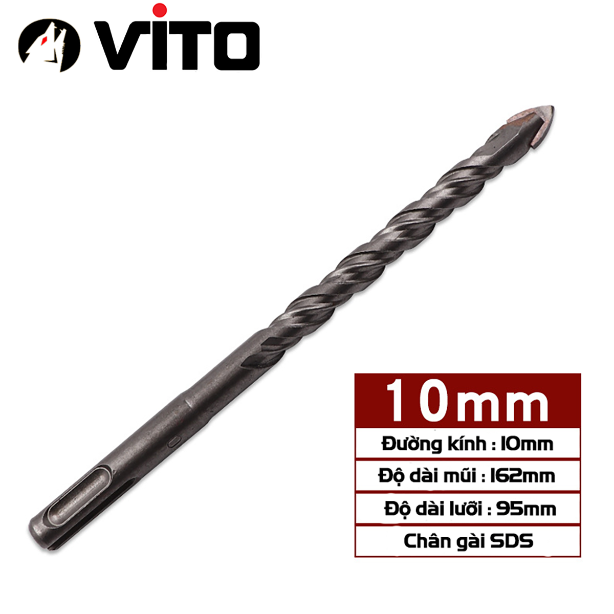 Mũi Khoan Chuôi Gài SDS Plus VITO Đa Năng Khoan Gạch Men, Gỗ, Kính Các Kích Thước