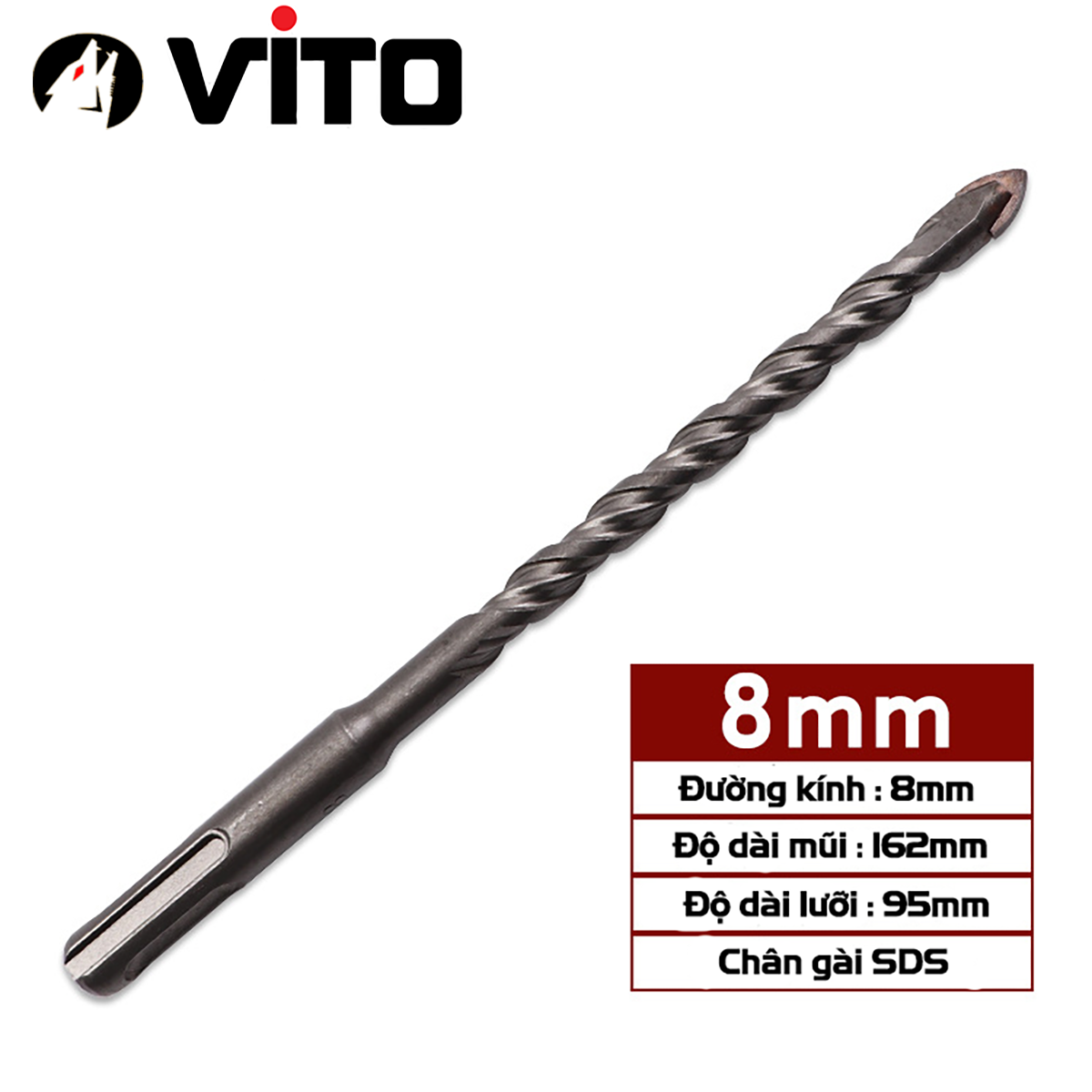 Mũi Khoan Chuôi Gài SDS Plus VITO Đa Năng Khoan Gạch Men, Gỗ, Kính Các Kích Thước