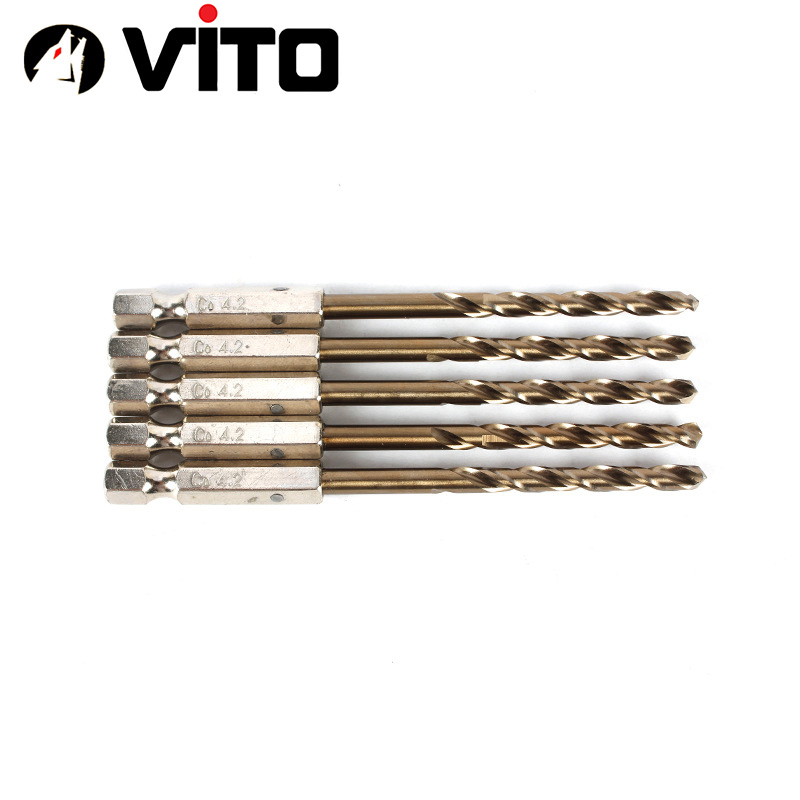 Hộp 10 Mũi Khoan Xoắn Thép HSS Co 5% Cobalt VITO Khoan Sắt Thép Chân Lục Giác