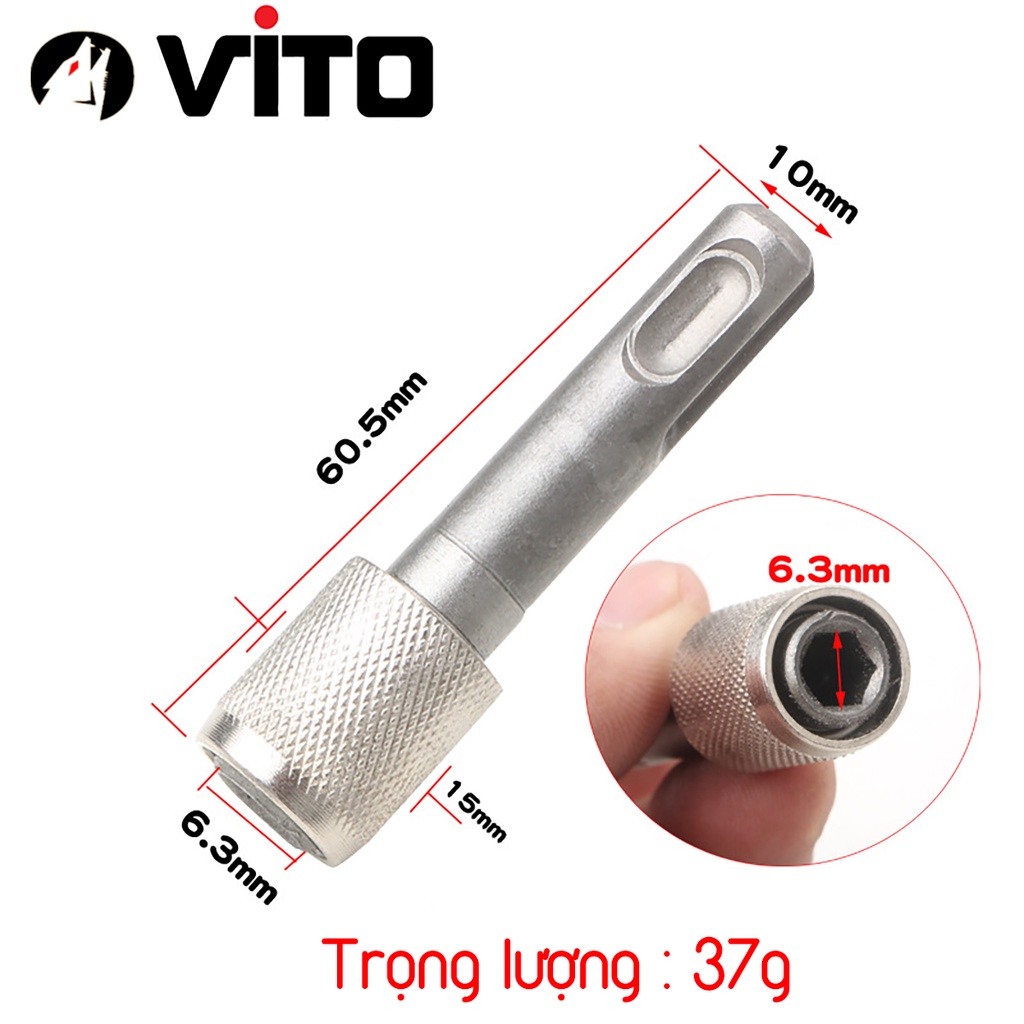 Đầu Vít Chuyển Đổi Chân SDS Khoan Bê Tông Sang Chân Lục Giác VITO Có Bi Giữ