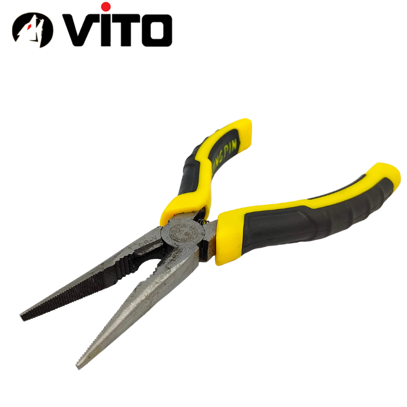 Kìm Nhọn Mỏ Dài, Kìm Bẹt Thép CR-V Cán Bọc Cao Su Hàng VITO Nhập Khẩu