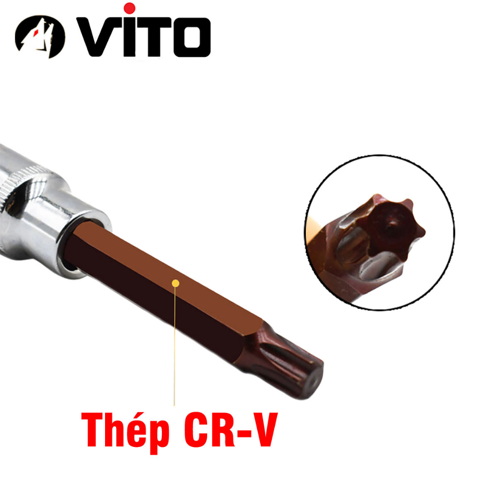 Mũi Vít Hoa Thị 6 Cạnh VITO Chân Khẩu Bulong 1/2 Gắn Máy Siết Bulong Thép CR-V