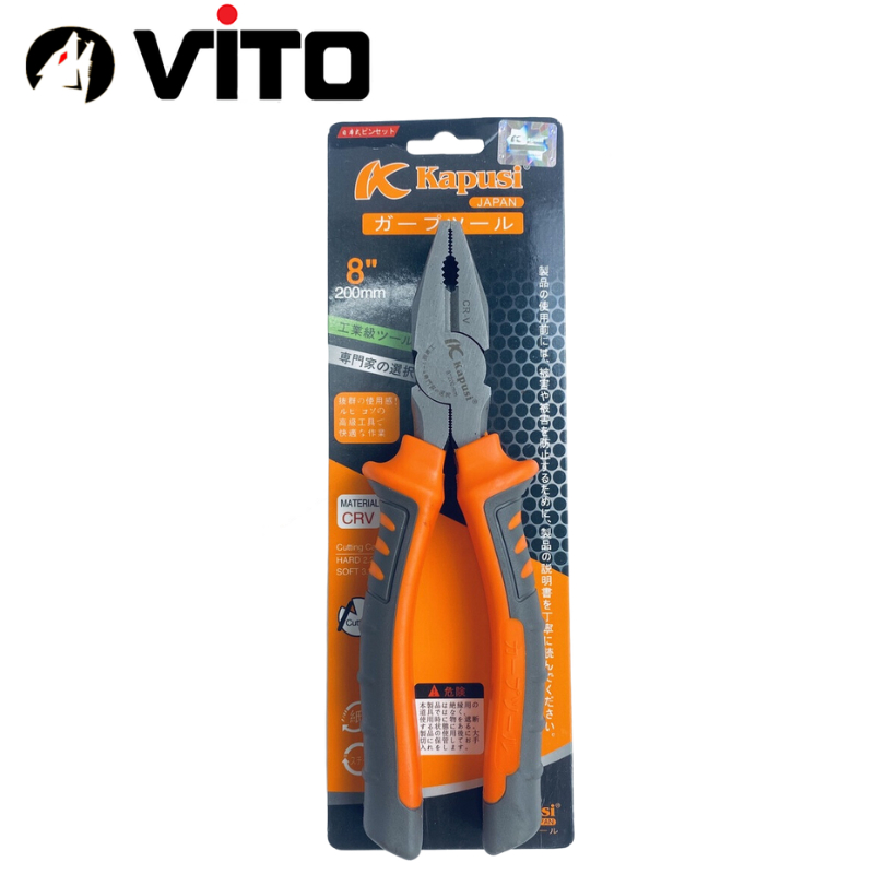 Kìm Điện, Kìm Đầu Bằng Thép CR-V Cán Cao Su, Kìm Răng Hàng VITO Nhập Khẩu