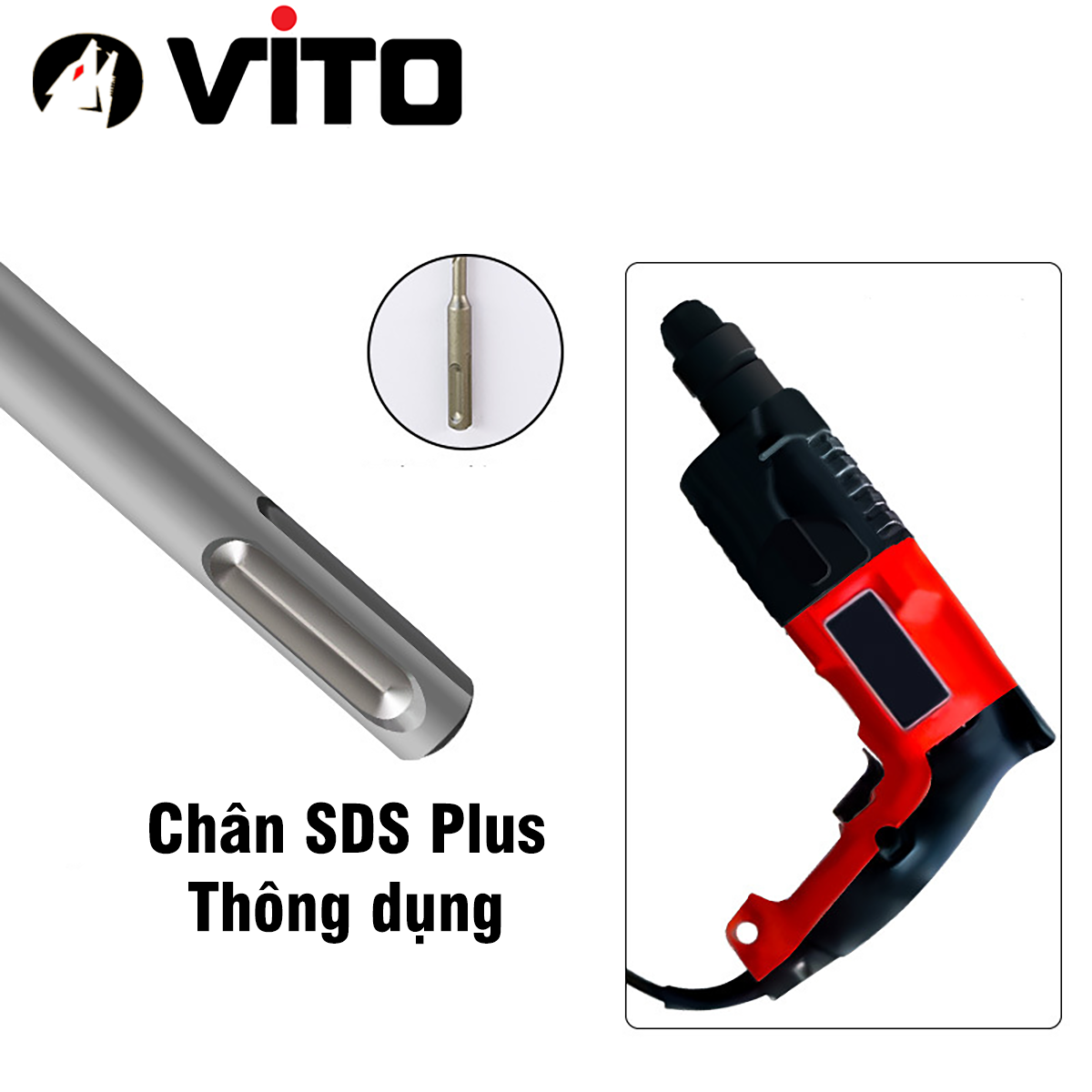 Mũi Chữ Thập 4 Cạnh Chân SDS Plus VITO Khoan Đa Năng Khoan Kính Đá Gạch Men Tường Gạch