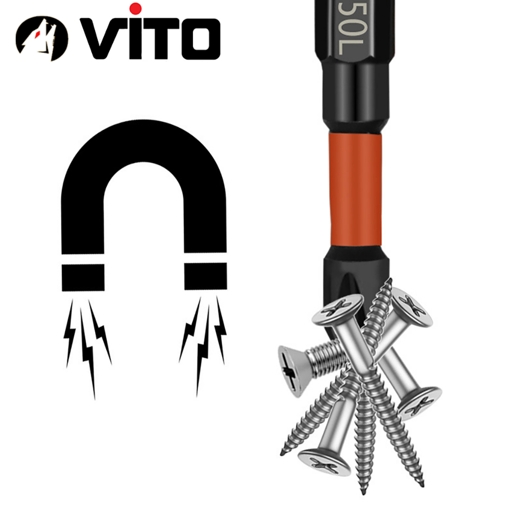 Mũi Bắn Vít Đầu PH2 Bake Chữ Thập VITO Từ Tính Cao, Chân Lục Giác Ngắn 6.35mm