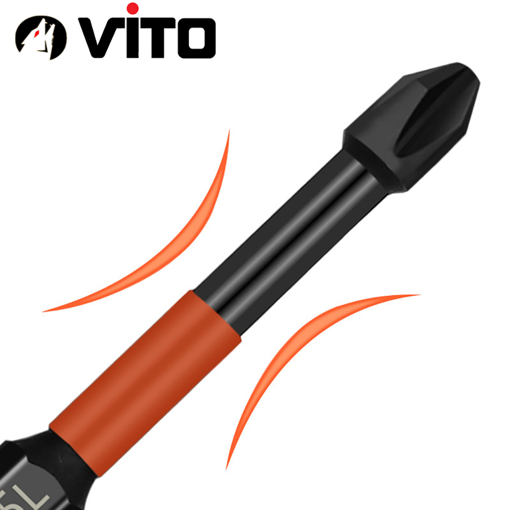 Mũi Bắn Vít Đầu PH2 Bake Chữ Thập VITO Từ Tính Cao, Chân Lục Giác Ngắn 6.35mm