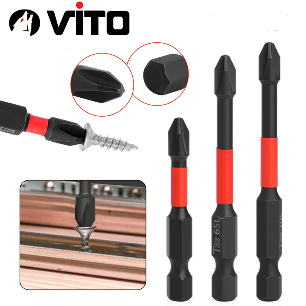 Mũi Bắn Vít Đầu PH2 Bake Chữ Thập VITO Từ Tính Cao, Chân Lục Giác Ngắn 6.35mm