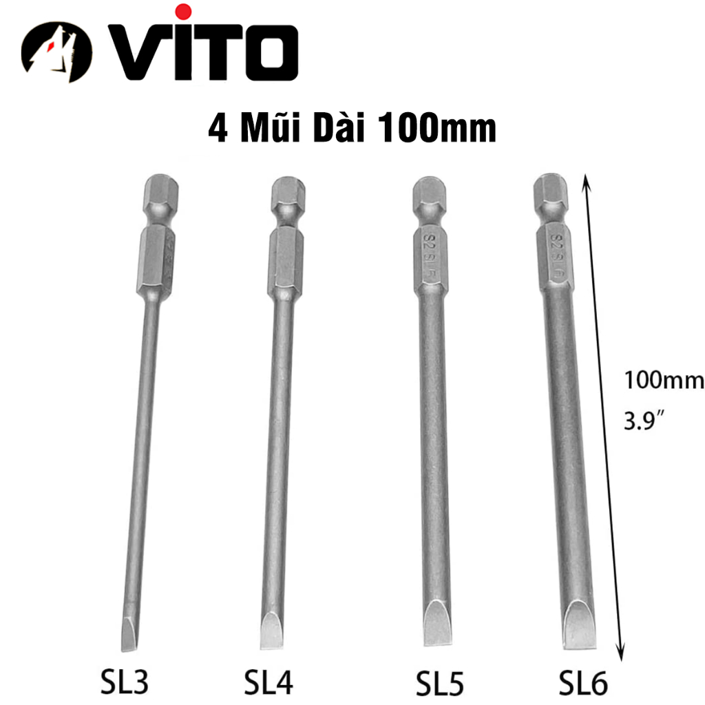 Bộ Mũi 2 Cạnh Vặn Vít Chuôi Lục Giác VITO Dùng Cho Khoan Pin, Khoan Điện