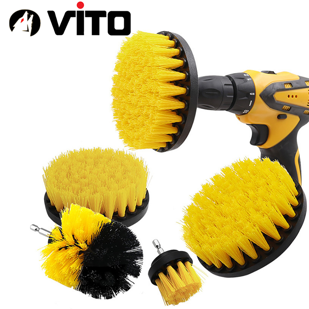 Bàn Chải Nhựa Chân Lục Giác VITO Gắn Máy Khoan Pin, Máy Bắn Vít Sử Dụng Vệ Sinh Đánh Bóng Nhà Cửa, Xe Oto, Xe Máy