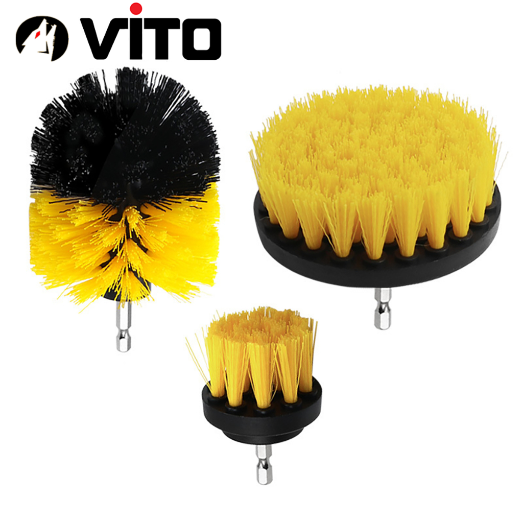 Bàn Chải Nhựa Chân Lục Giác VITO Gắn Máy Khoan Pin, Máy Bắn Vít Sử Dụng Vệ Sinh Đánh Bóng Nhà Cửa, Xe Oto, Xe Máy