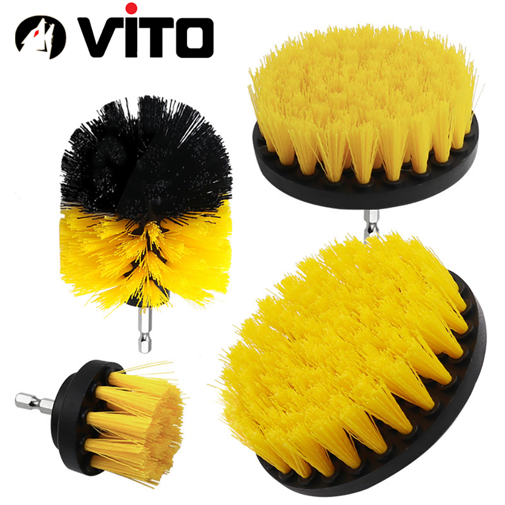 Bàn Chải Nhựa Chân Lục Giác VITO Gắn Máy Khoan Pin, Máy Bắn Vít Sử Dụng Vệ Sinh Đánh Bóng Nhà Cửa, Xe Oto, Xe Máy