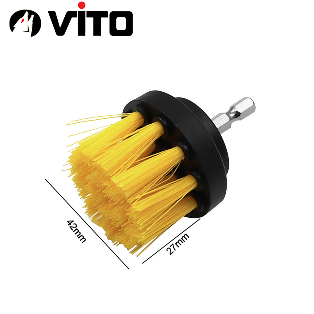 Bàn Chải Nhựa Chân Lục Giác VITO Gắn Máy Khoan Pin, Máy Bắn Vít Sử Dụng Vệ Sinh Đánh Bóng Nhà Cửa, Xe Oto, Xe Máy