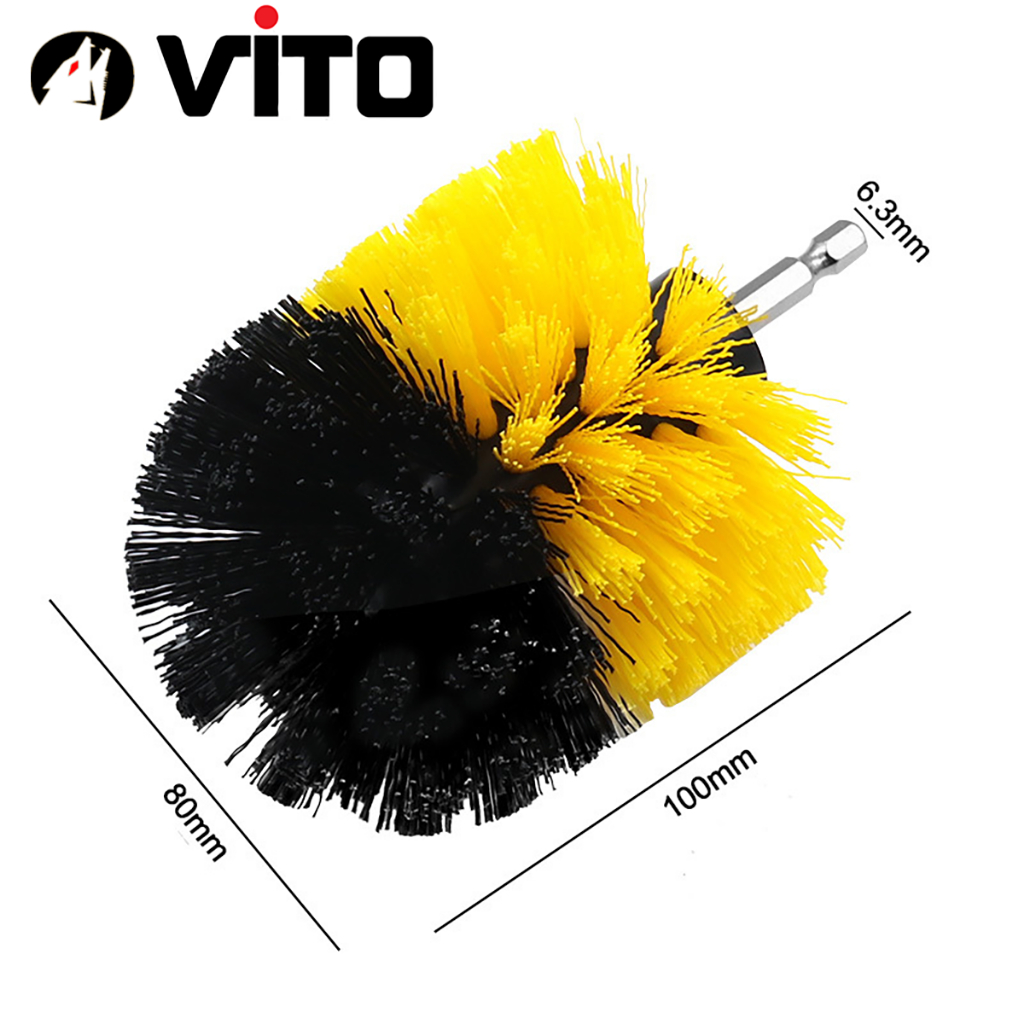 Bàn Chải Nhựa Chân Lục Giác VITO Gắn Máy Khoan Pin, Máy Bắn Vít Sử Dụng Vệ Sinh Đánh Bóng Nhà Cửa, Xe Oto, Xe Máy