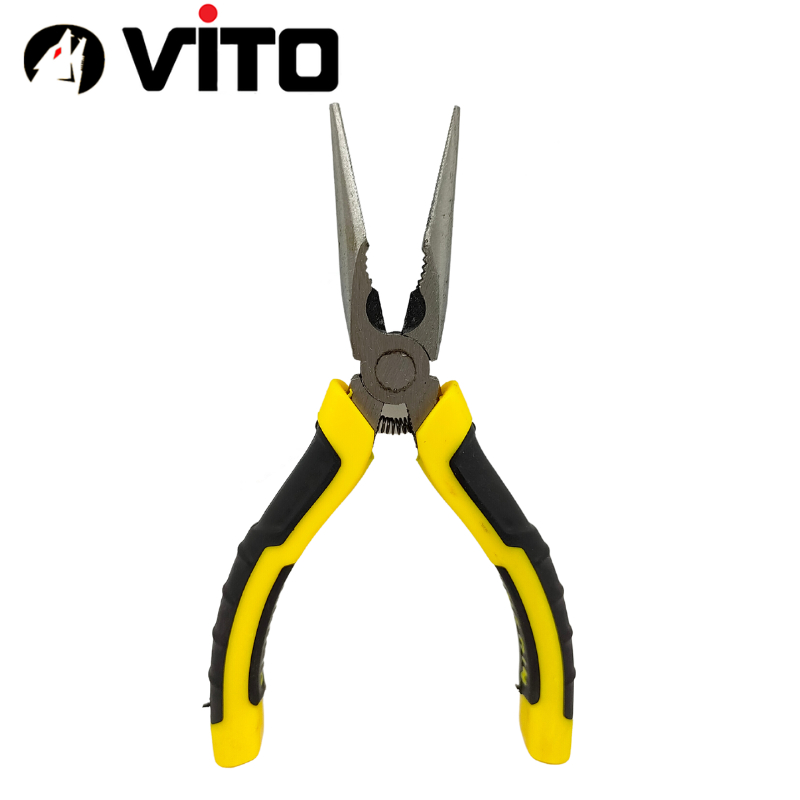 Kìm Nhọn Mỏ Dài, Kìm Bẹt Thép CR-V Cán Bọc Cao Su Hàng VITO Nhập Khẩu