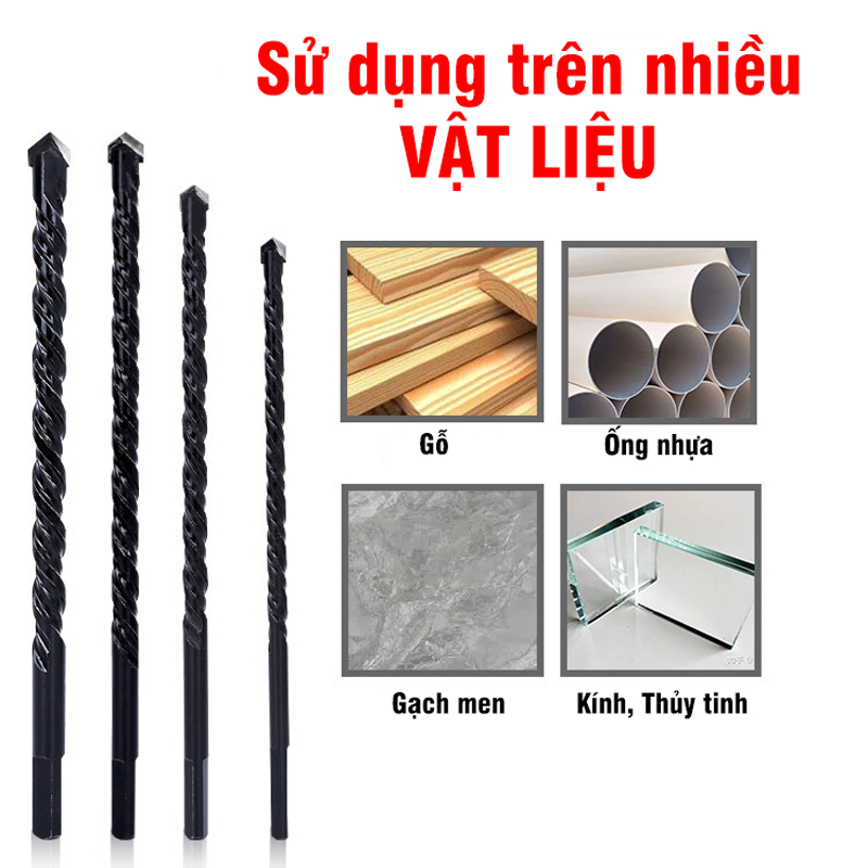 Mũi Dài Khoan Đa Năng 2 Cạnh VITO Chân Tam Giác Thép Carbon Khoan Tường, Kính, Đá,Gạch Men