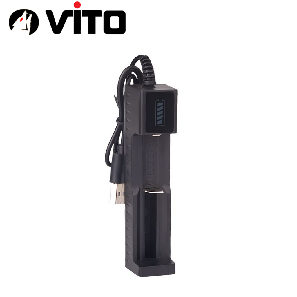 Sạc 1 Cel Sạc Đơn, Sạc Pin 14500/16340/18650/21700/26650 Tự Ngắt Tiện Lợi, Tích Hợp Cáp USB