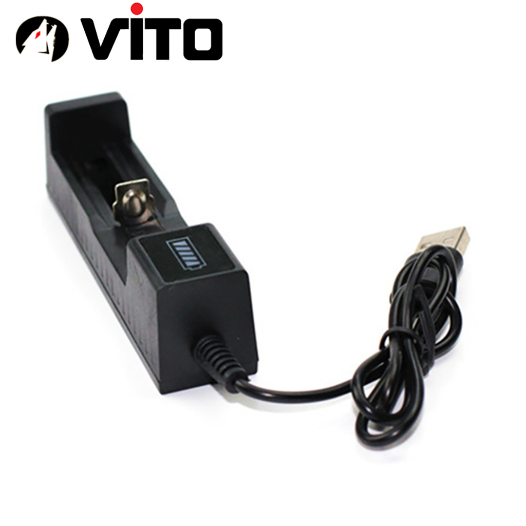 Sạc 1 Cel Sạc Đơn, Sạc Pin 14500/16340/18650/21700/26650 Tự Ngắt Tiện Lợi, Tích Hợp Cáp USB