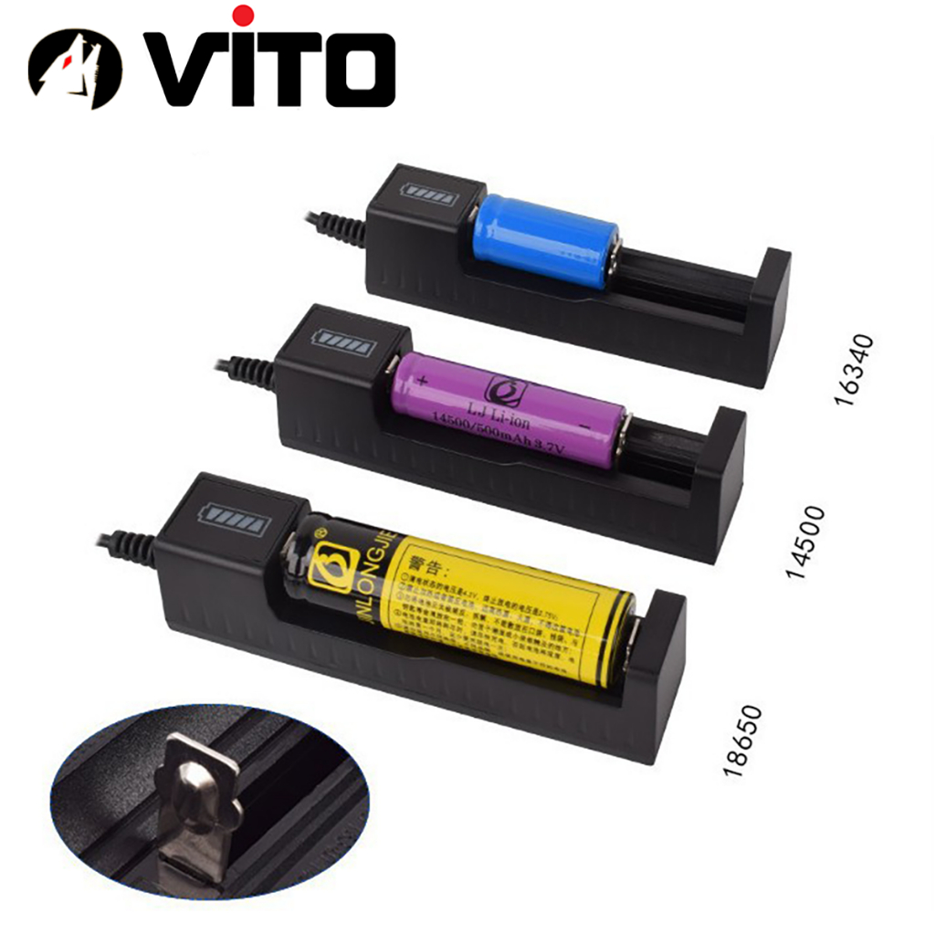 Sạc 1 Cel Sạc Đơn, Sạc Pin 14500/16340/18650/21700/26650 Tự Ngắt Tiện Lợi, Tích Hợp Cáp USB