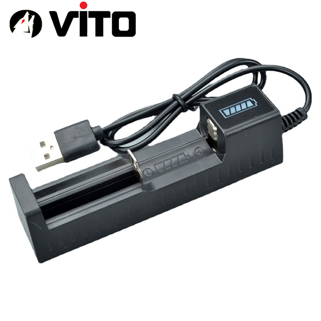 Sạc 1 Cel Sạc Đơn, Sạc Pin 14500/16340/18650/21700/26650 Tự Ngắt Tiện Lợi, Tích Hợp Cáp USB