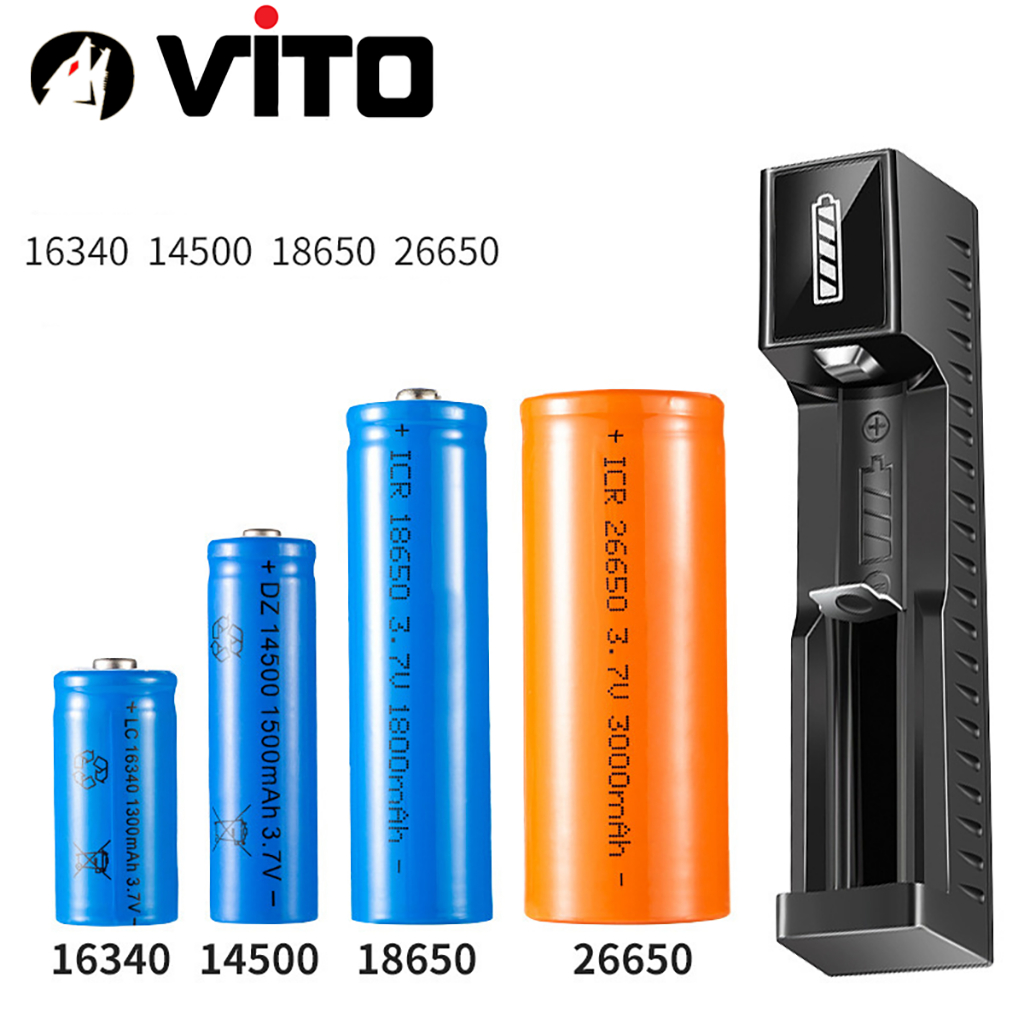 Sạc 1 Cel Sạc Đơn, Sạc Pin 14500/16340/18650/21700/26650 Tự Ngắt Tiện Lợi, Tích Hợp Cáp USB