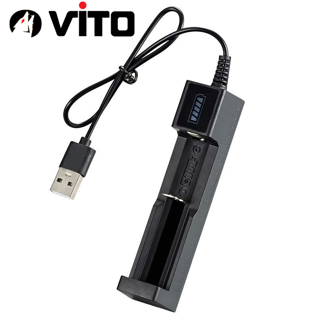 Sạc 1 Cel Sạc Đơn, Sạc Pin 14500/16340/18650/21700/26650 Tự Ngắt Tiện Lợi, Tích Hợp Cáp USB