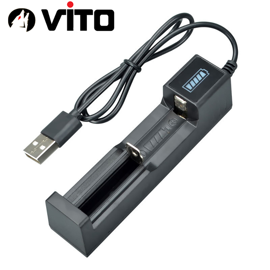 Sạc 1 Cel Sạc Đơn, Sạc Pin 14500/16340/18650/21700/26650 Tự Ngắt Tiện Lợi, Tích Hợp Cáp USB