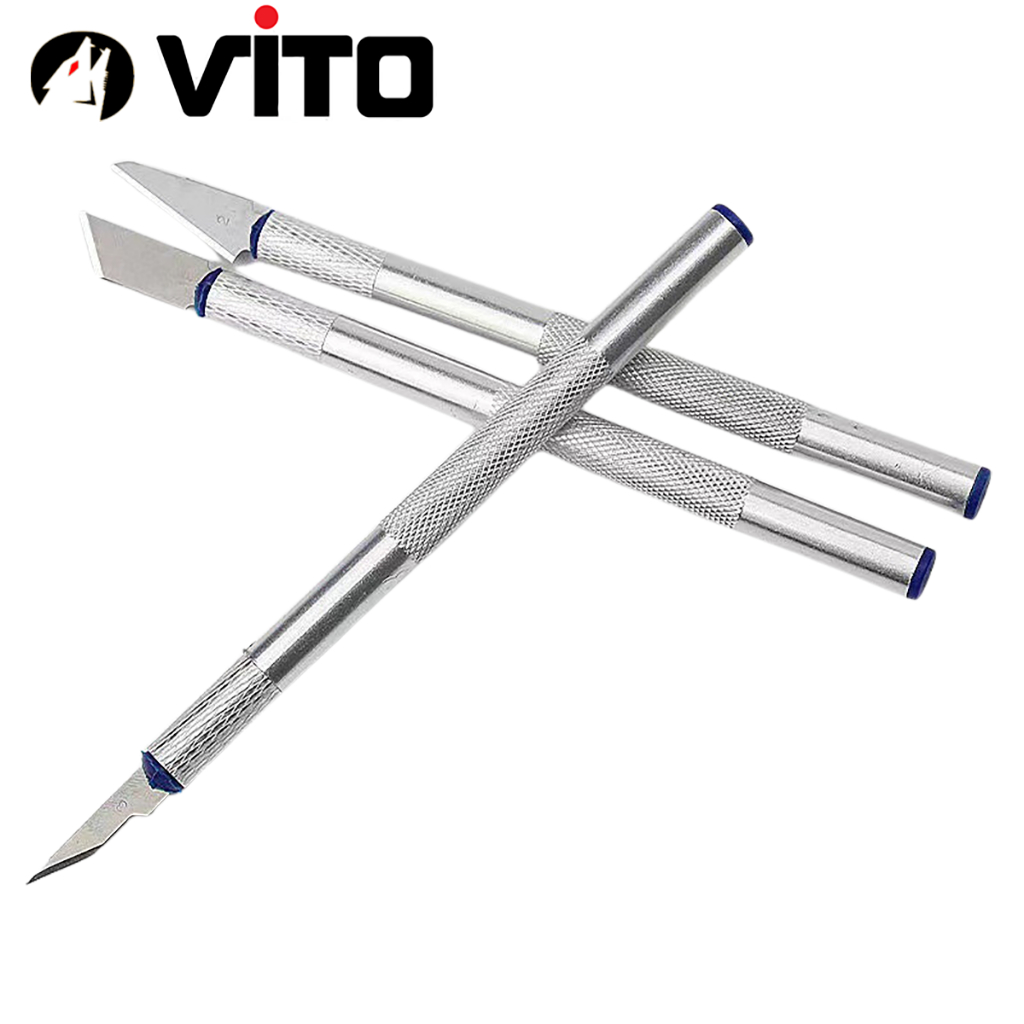 Bộ Dao Trổ, Chạm Khắc Giấy Gỗ Mỏng Làm Đồ Nghề Thủ Công Đa Năng VITO 7 Chi Tiết (6 Lưỡi + 1 Thân)