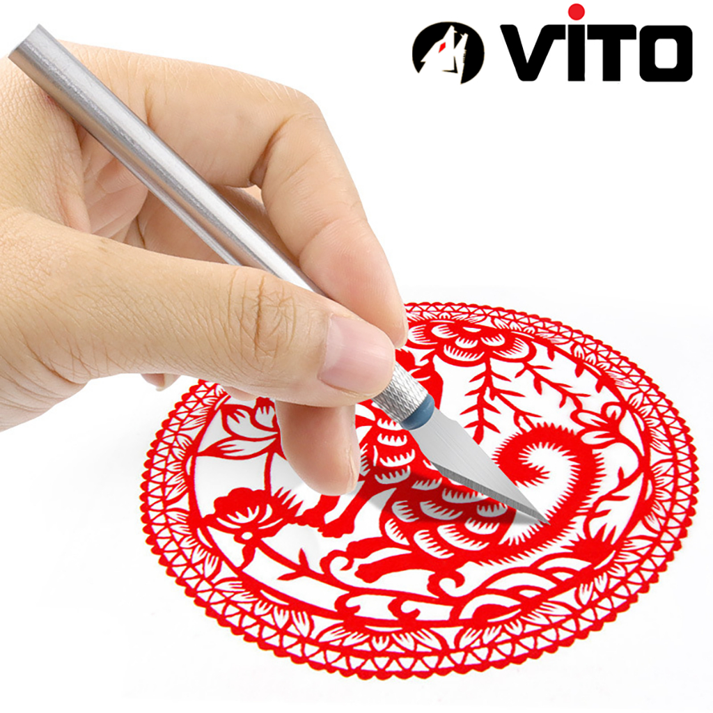 Bộ Dao Trổ, Chạm Khắc Giấy Gỗ Mỏng Làm Đồ Nghề Thủ Công Đa Năng VITO 7 Chi Tiết (6 Lưỡi + 1 Thân)