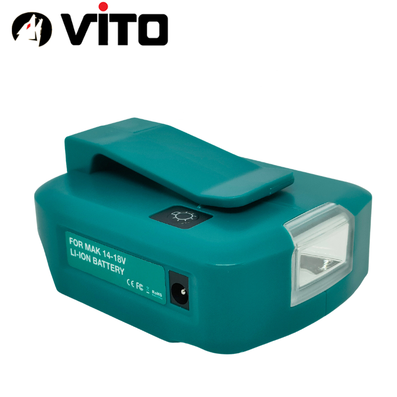 Đế Chuyển Pin Chân MAKITA 40MM Sang 2 Cổng USB Sạc Điện Thoại Và DC 12V VITO