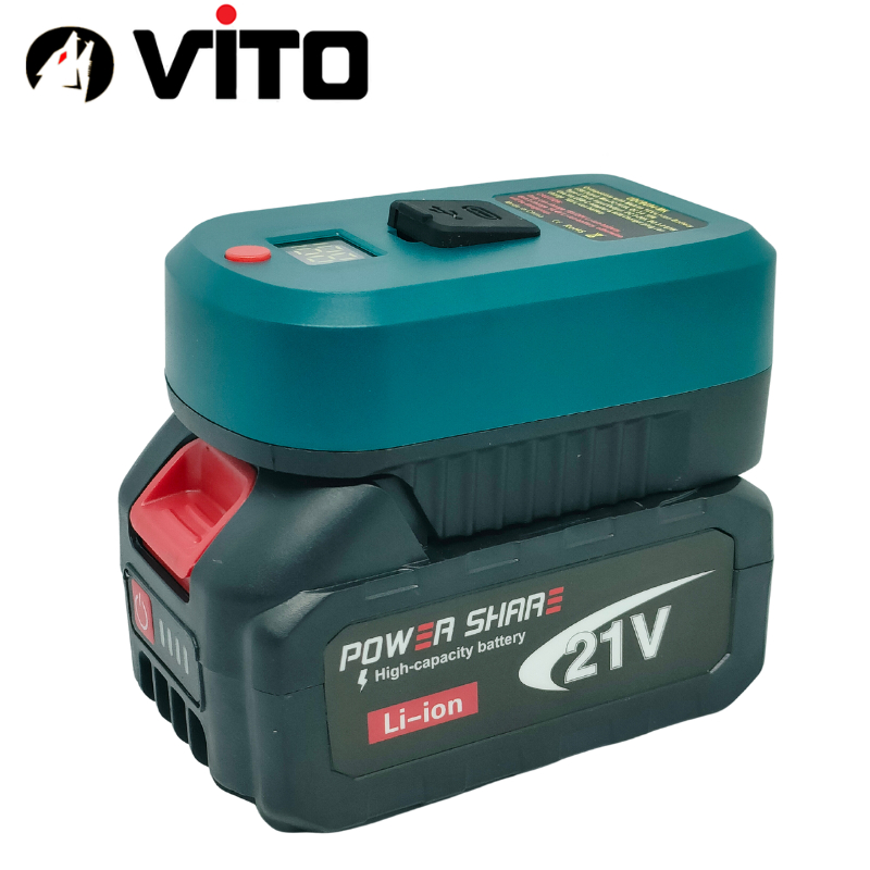 Đế 65W Sạc Nhanh Cổng Type C Sạc Điện Thoại Tích Hợp Sạc Ngược Cho Pin VITO Sử Dụng Pin Chân MAKITA 40MM