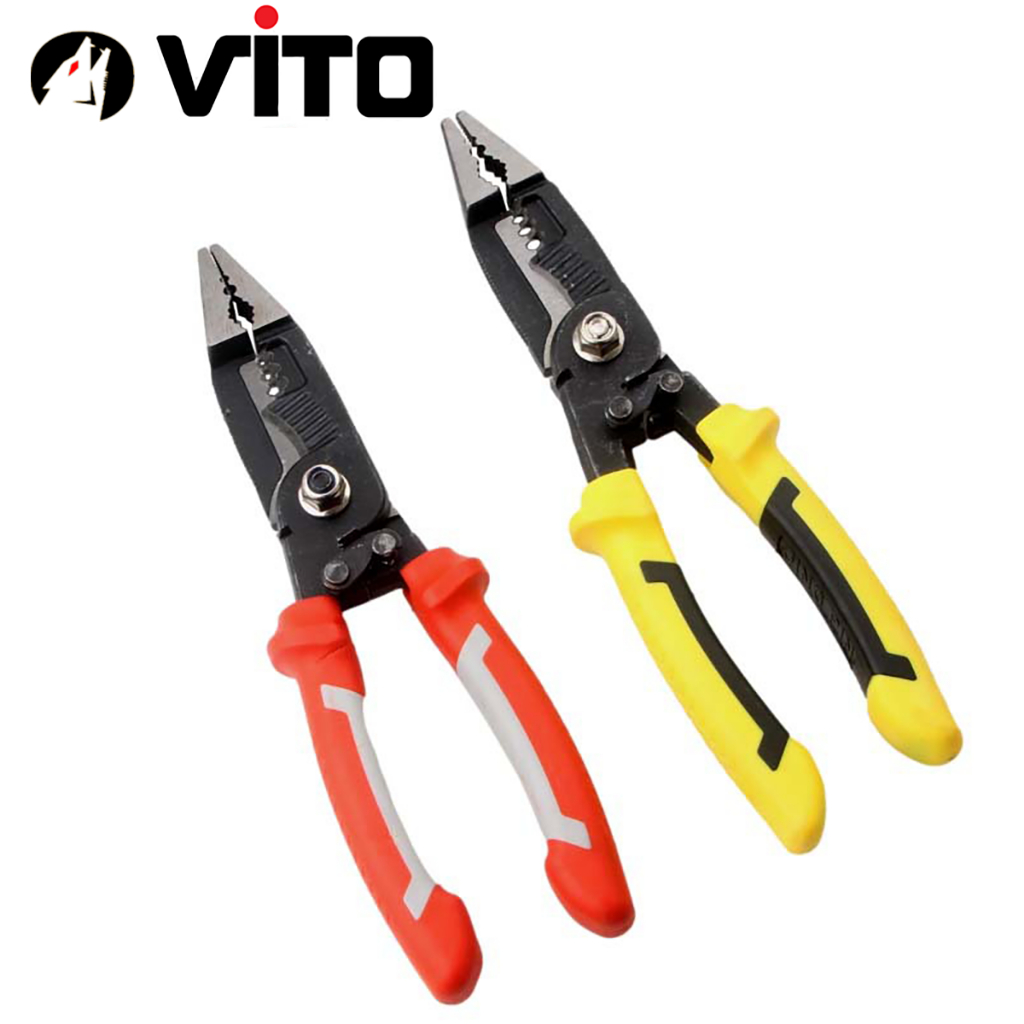 Kìm Tuốt Dây, Gọt Vỏ, Bấm Cos, Cắt Dây, Bấm Lỗ Dây Điện Đa Năng 9 In 1 Hàng VITO Nhập Khẩu