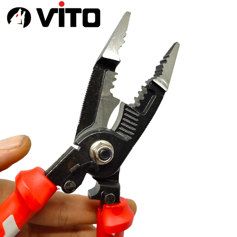 Kìm Tuốt Dây, Gọt Vỏ, Bấm Cos, Cắt Dây, Bấm Lỗ Dây Điện Đa Năng 9 In 1 Hàng VITO Nhập Khẩu