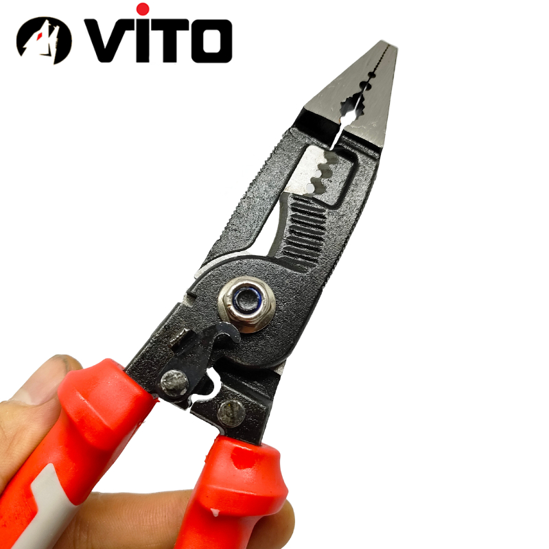 Kìm Tuốt Dây, Gọt Vỏ, Bấm Cos, Cắt Dây, Bấm Lỗ Dây Điện Đa Năng 9 In 1 Hàng VITO Nhập Khẩu
