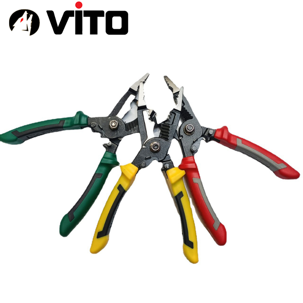 Kìm Tuốt Dây, Gọt Vỏ, Bấm Cos, Cắt Dây, Bấm Lỗ Dây Điện Đa Năng 9 In 1 Hàng VITO Nhập Khẩu