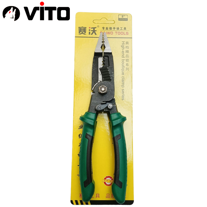 Kìm Tuốt Dây, Gọt Vỏ, Bấm Cos, Cắt Dây, Bấm Lỗ Dây Điện Đa Năng 9 In 1 Hàng VITO Nhập Khẩu