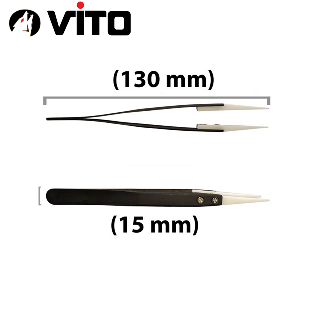 Nhíp Đầu Gốm Chuyên Dụng Gắp Linh Kiện Chống Tĩnh Điện Cán Thép Không Rỉ VITO