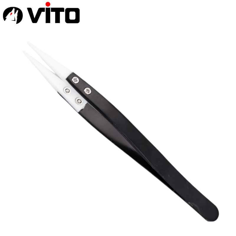 Nhíp Đầu Gốm Chuyên Dụng Gắp Linh Kiện Chống Tĩnh Điện Cán Thép Không Rỉ VITO