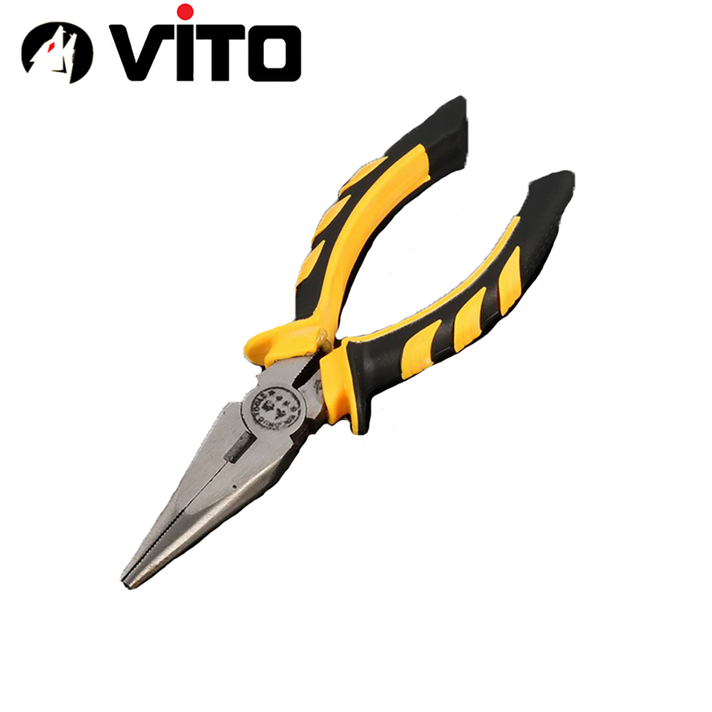 Kìm Nhọn Mỏ Dài, Kìm Bẹt Thép CR-V Cán Bọc Cao Su Hàng VITO Nhập Khẩu