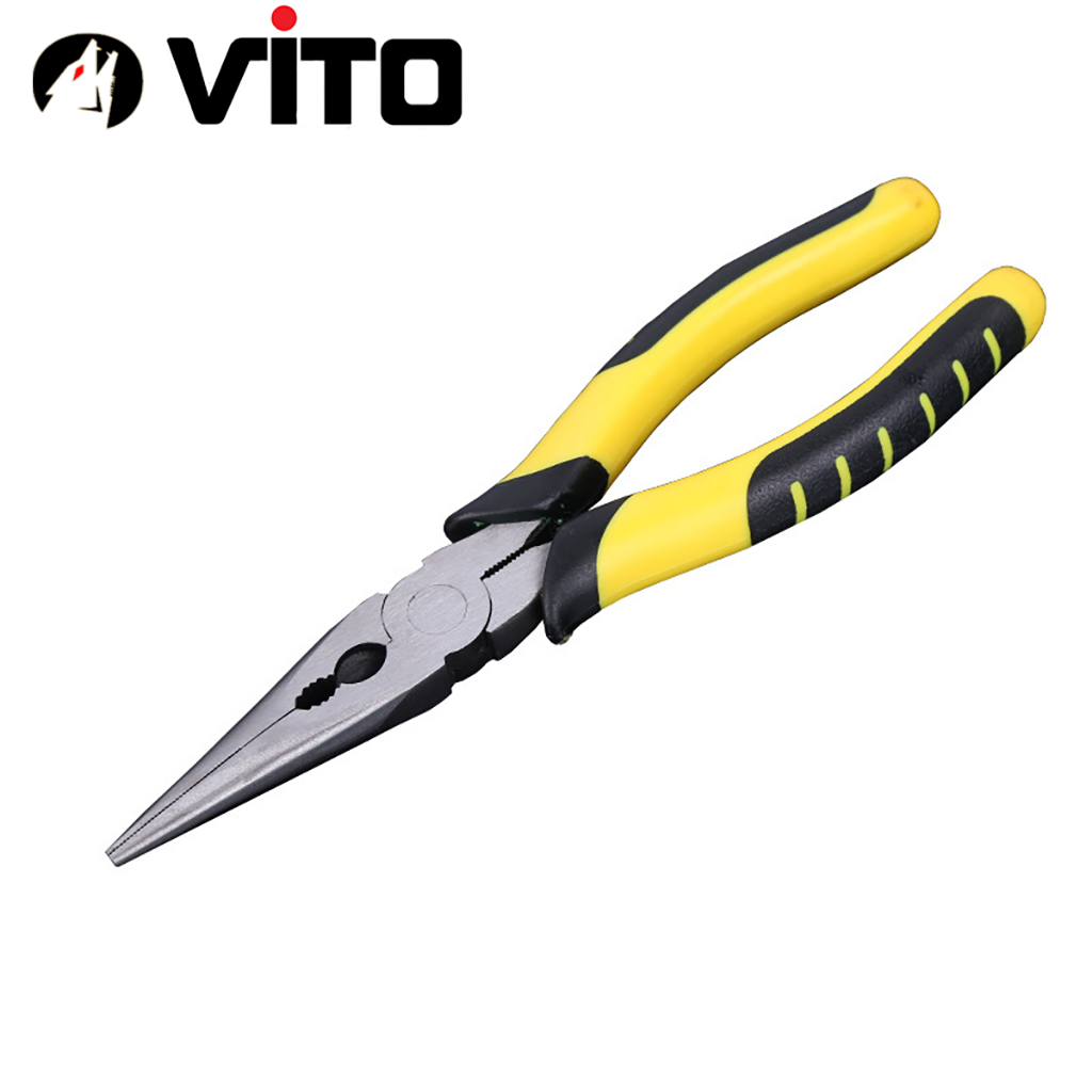 Kìm Nhọn Mỏ Dài, Kìm Bẹt Thép CR-V Cán Bọc Cao Su Hàng VITO Nhập Khẩu