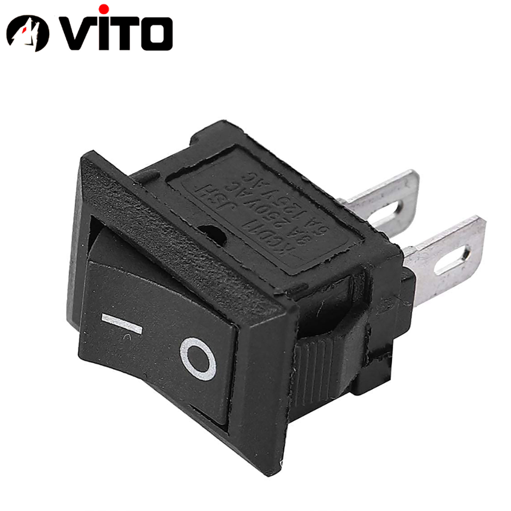 Công Tắc Bập Bênh KCD11 2 Chân Kích Thước 10x15mm 250V 3A VITOMàu Đen