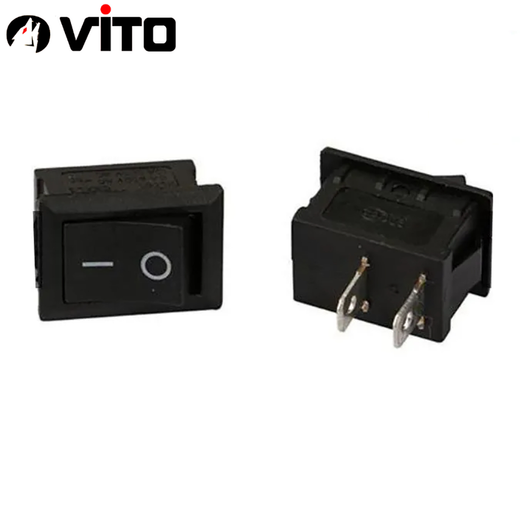 Công Tắc Bập Bênh KCD11 2 Chân Kích Thước 10x15mm 250V 3A VITOMàu Đen